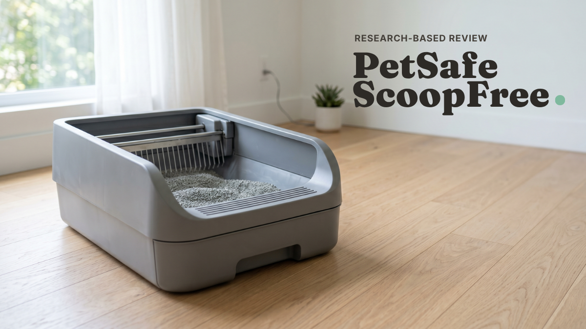 PetSafe ScoopFree cat litter box Crystal Pro Legacy in gray, three-quarter view