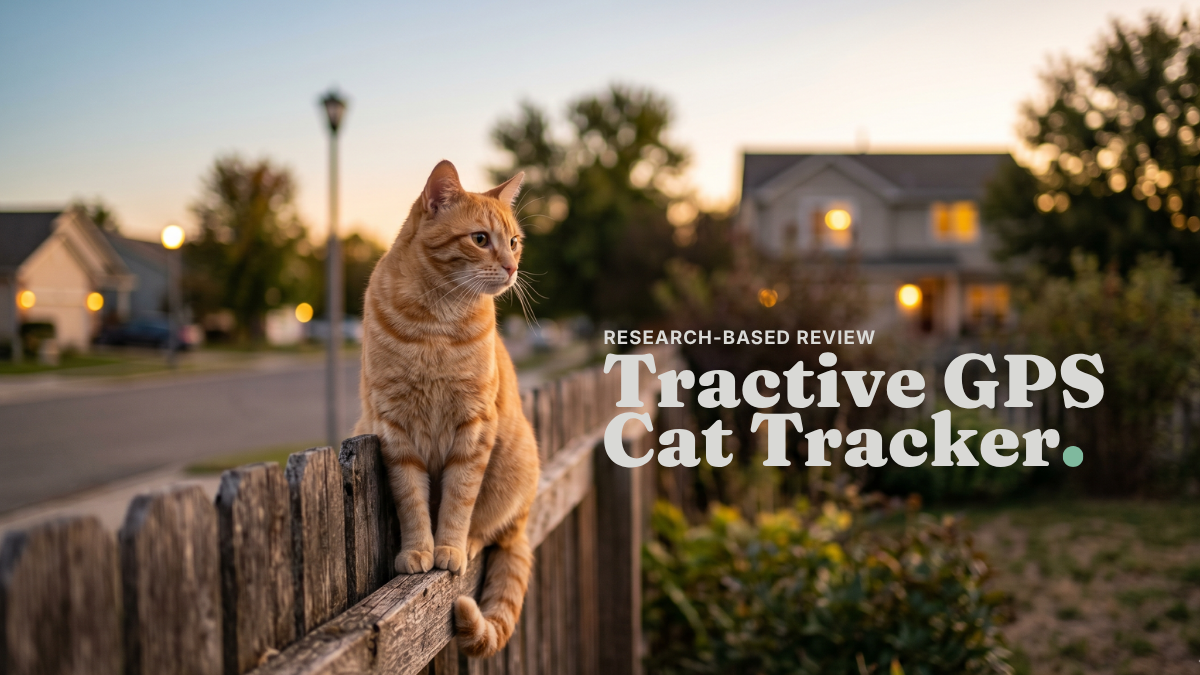 Outdoor cat sitting on a backyard fence at dusk — the kind of roaming cat a Tractive GPS cat tracker is built for
